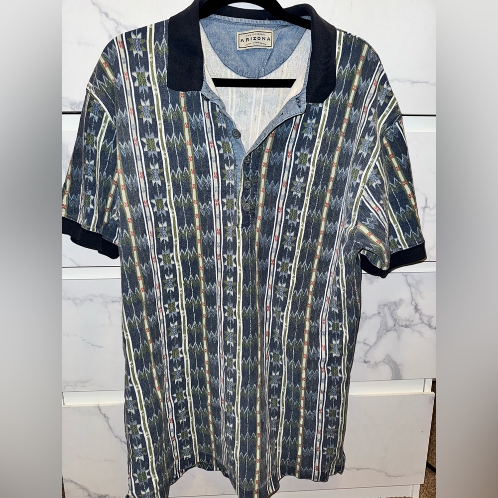 The original Arizona Jean Company oversized distressed, vintage collared shirt